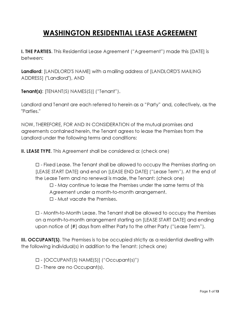  washington lease agreement pdf