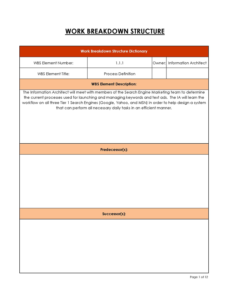 work breakdown structure template excel free download