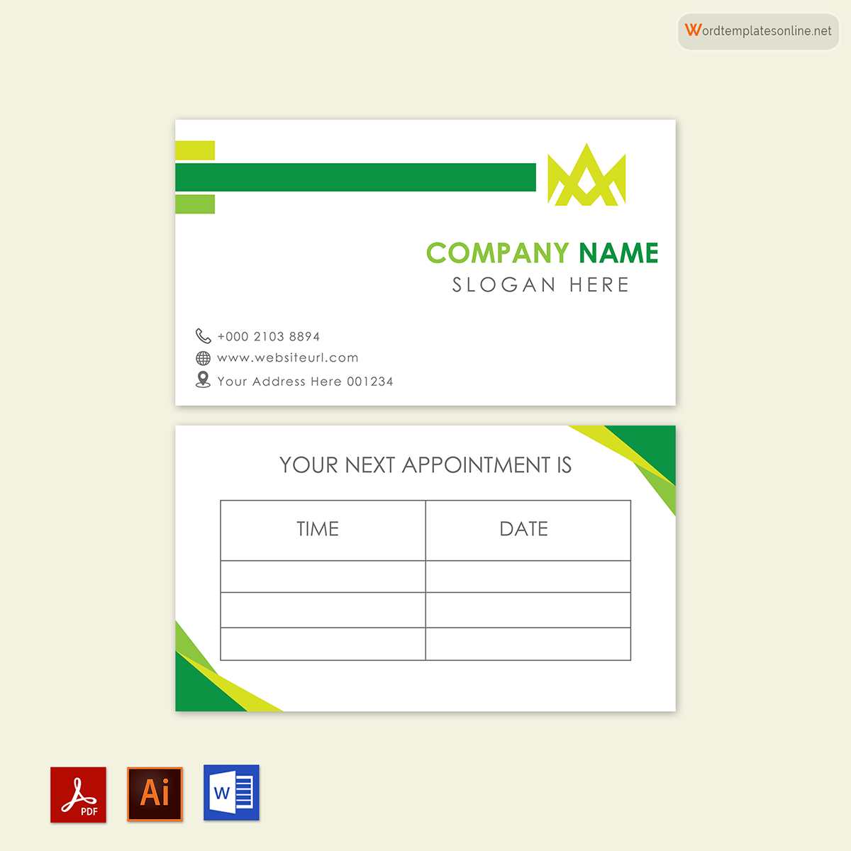 Appointment Card Template - Word and Illustrator Formats