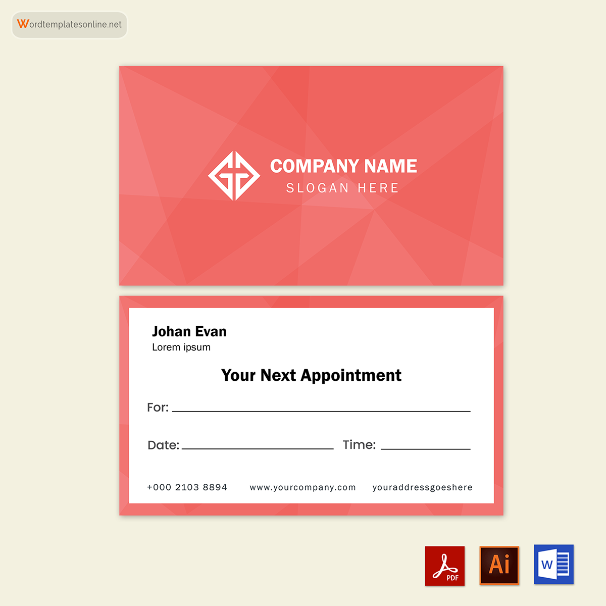 Printable Appointment Card Template - Editable Format