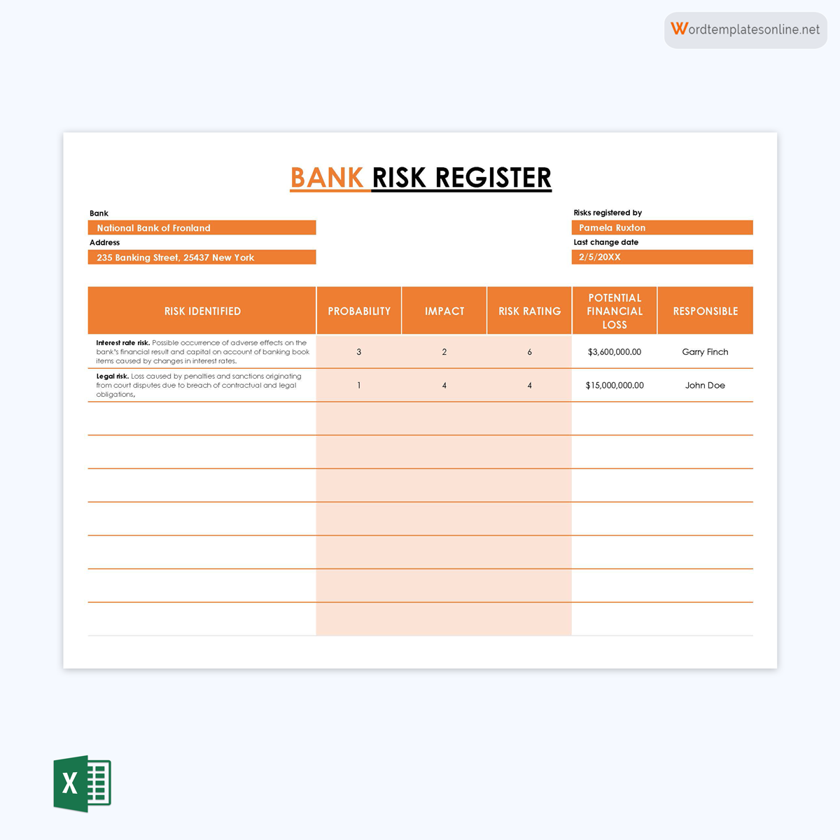 Bank Risk Register