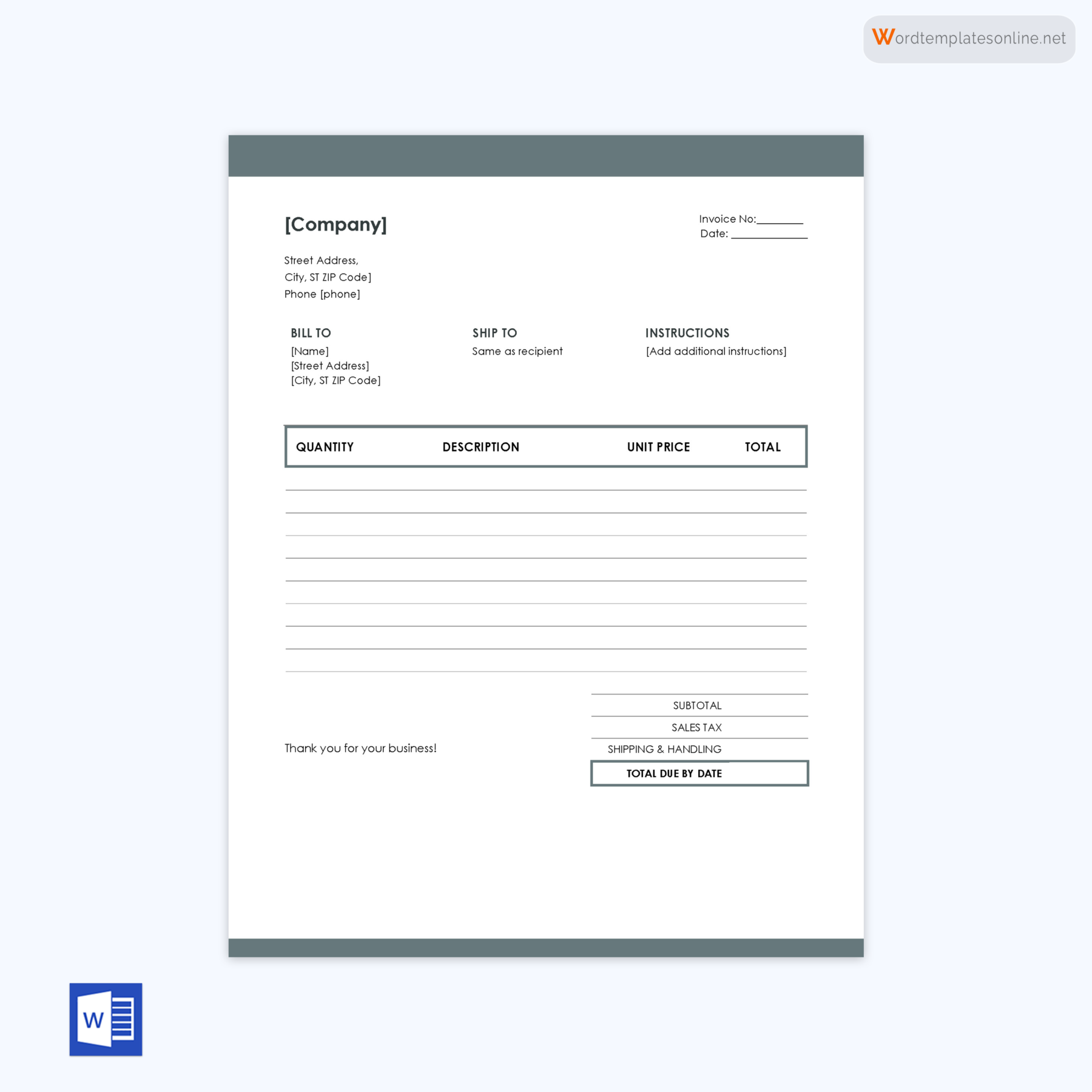 Free invoice template example - Fillable