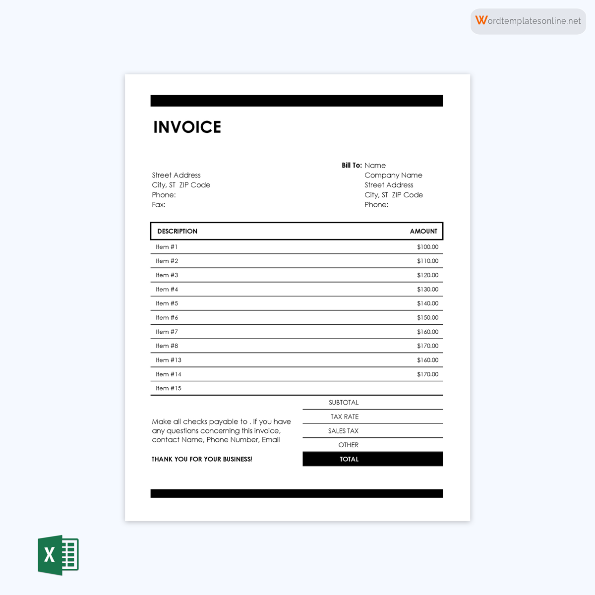 Free invoice templates with customizable options