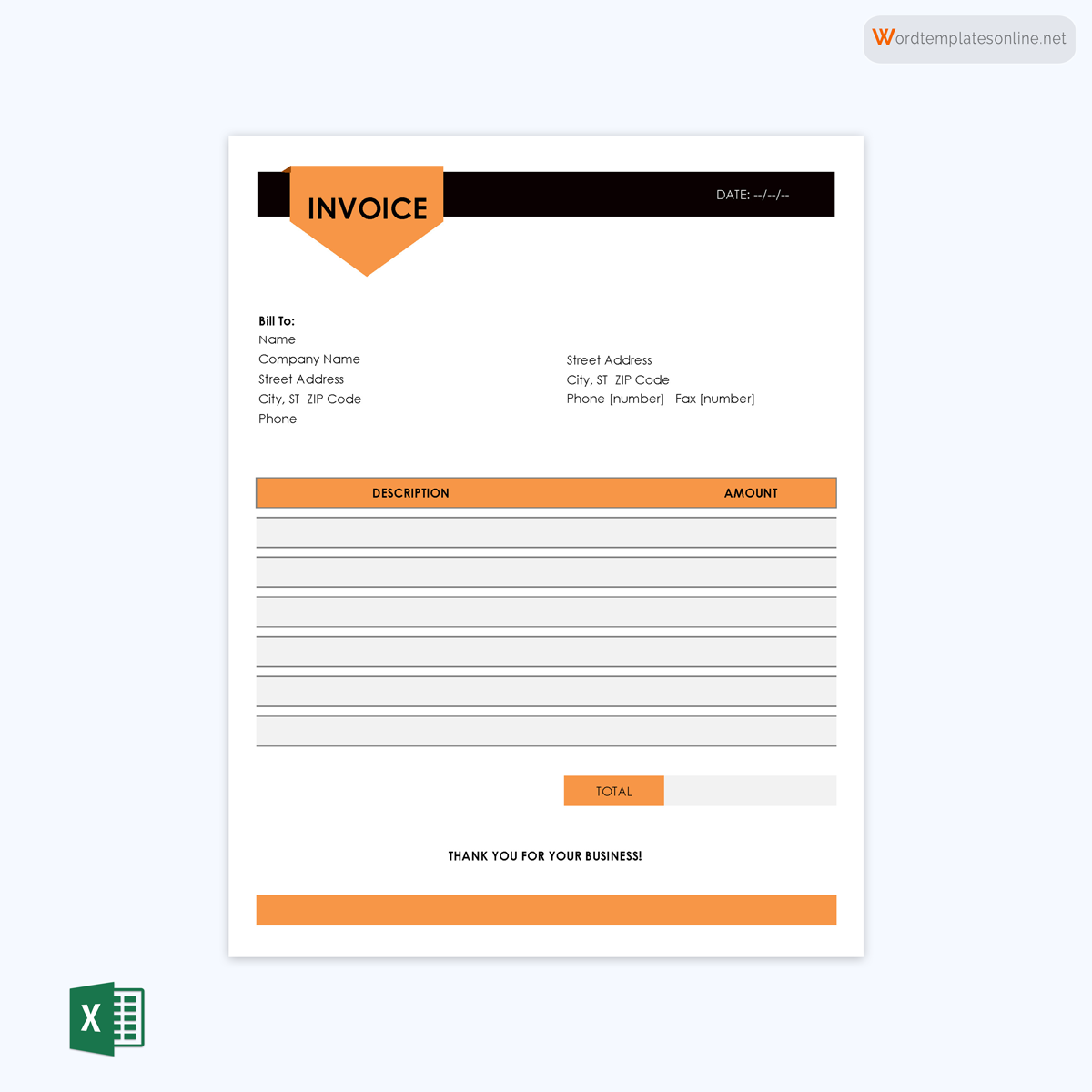 Free invoice form sample with printable design