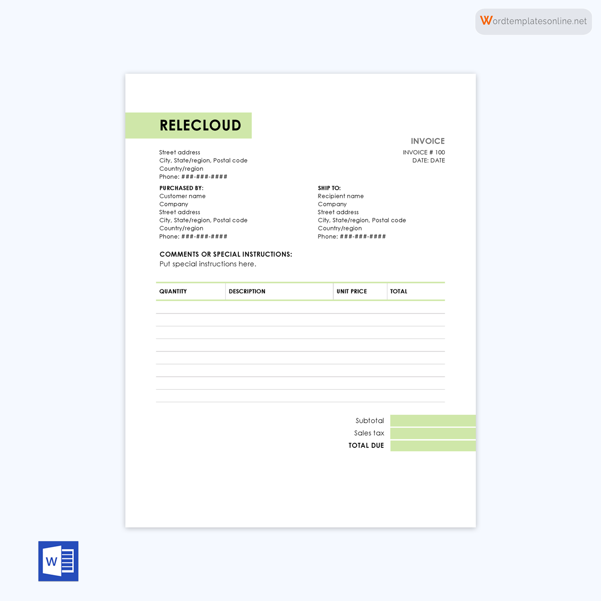 Free invoice template sample - Download now!
