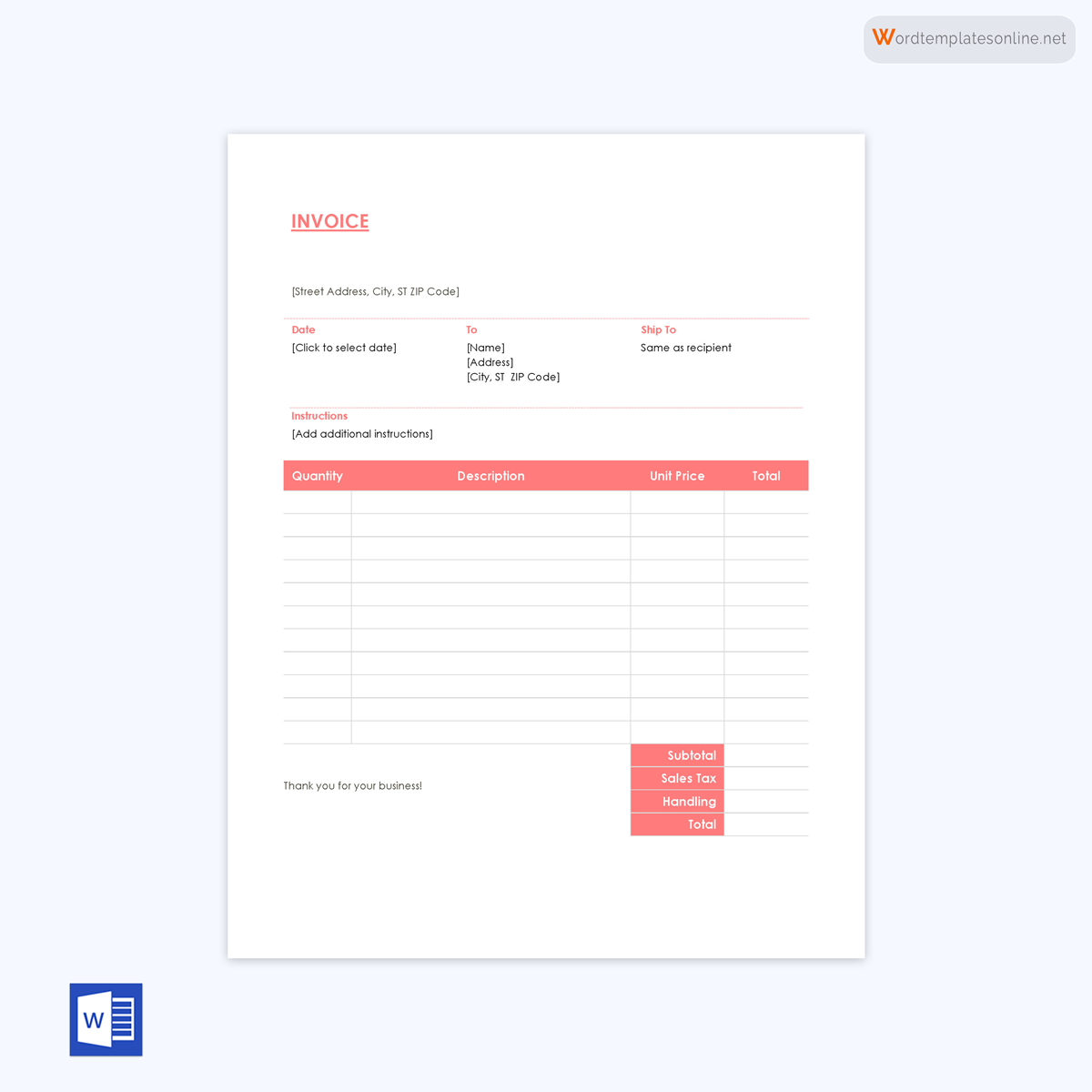 Editable invoice template sample - Free Download