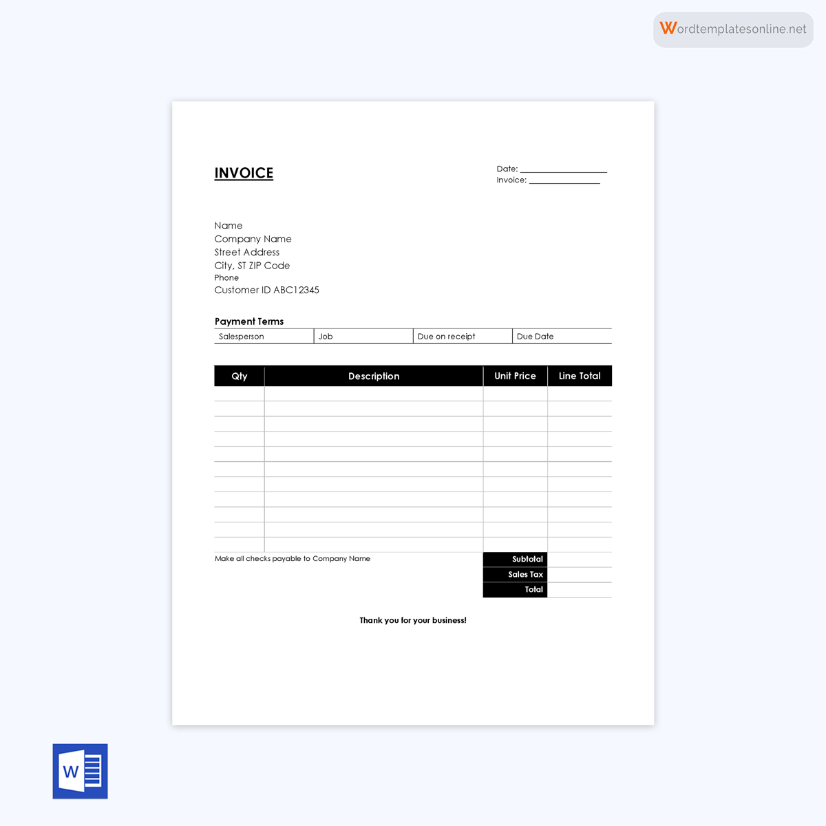 Download free invoice template example