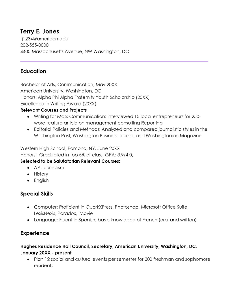 chronological resume template word