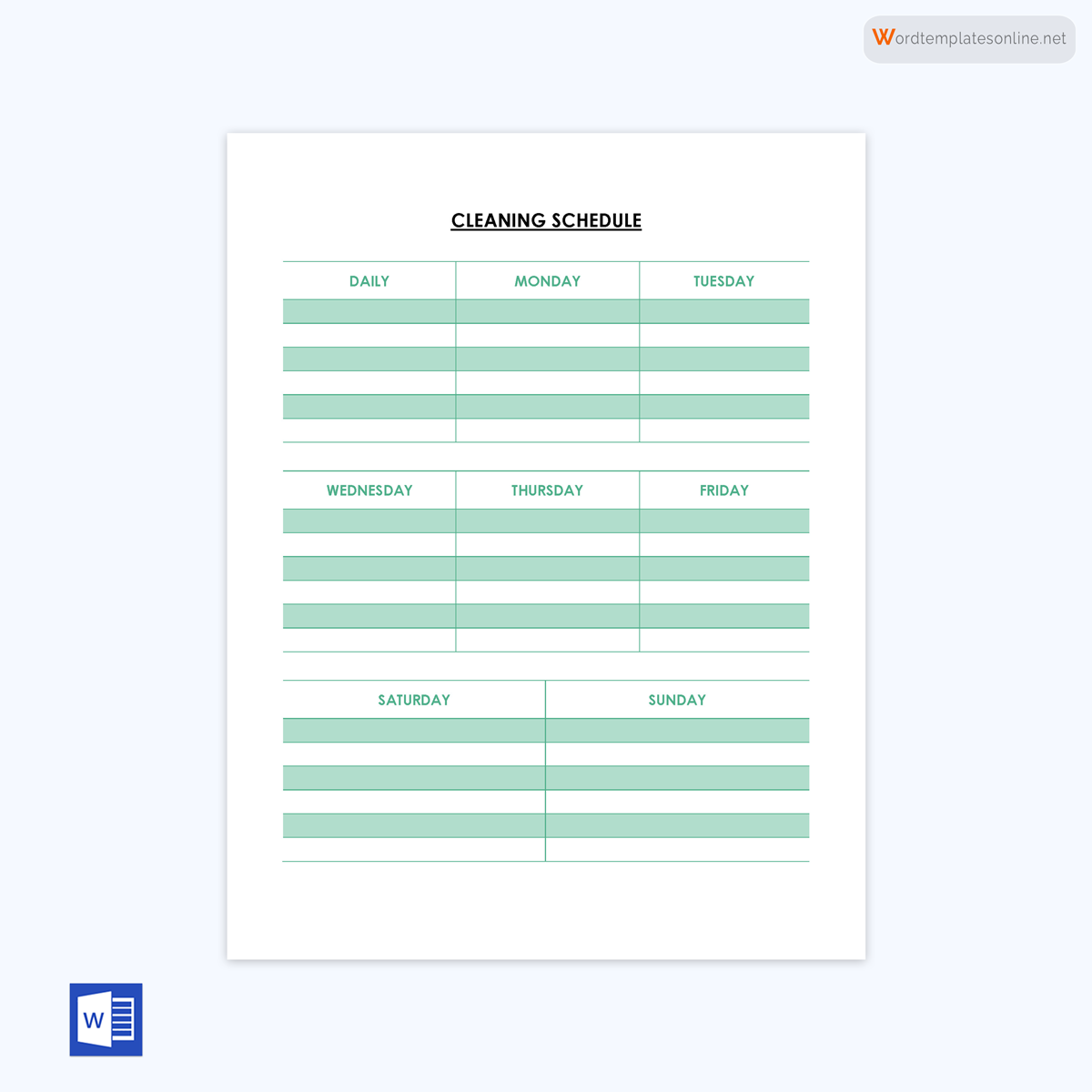 Downloadable Cleaning Checklist Template - Printable Form