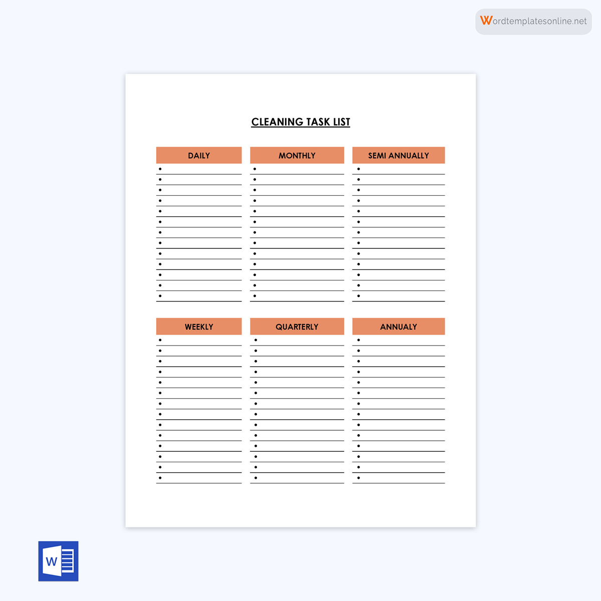 Free Cleaning Checklist Template - Editable Sample