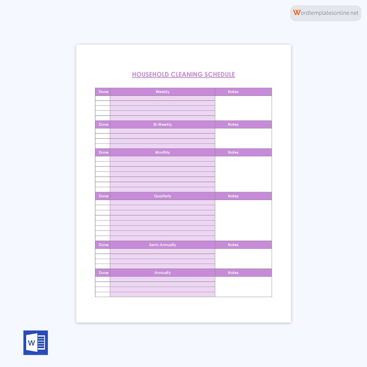 Cleaning Checklist Template - Sample Example