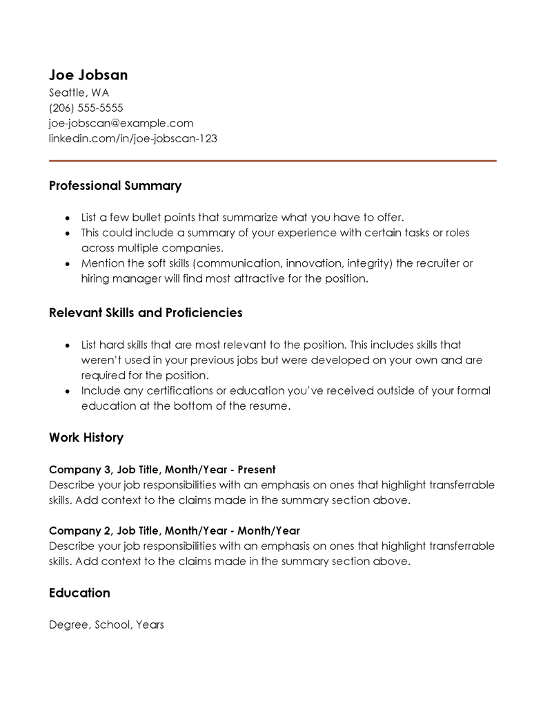  combination resume template word free download