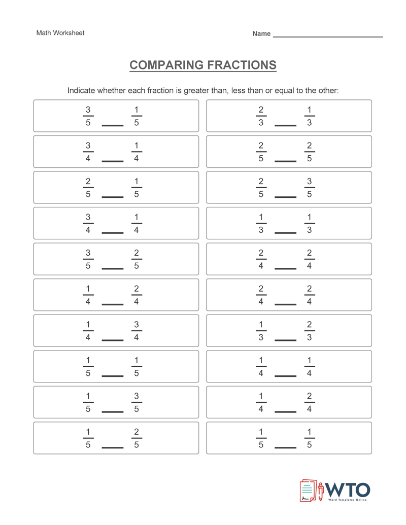comparing fractions pdf