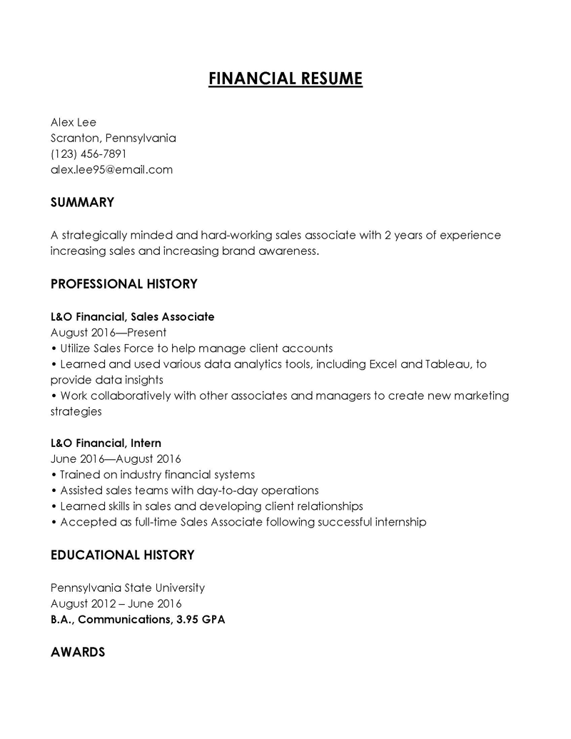 Financial Resume