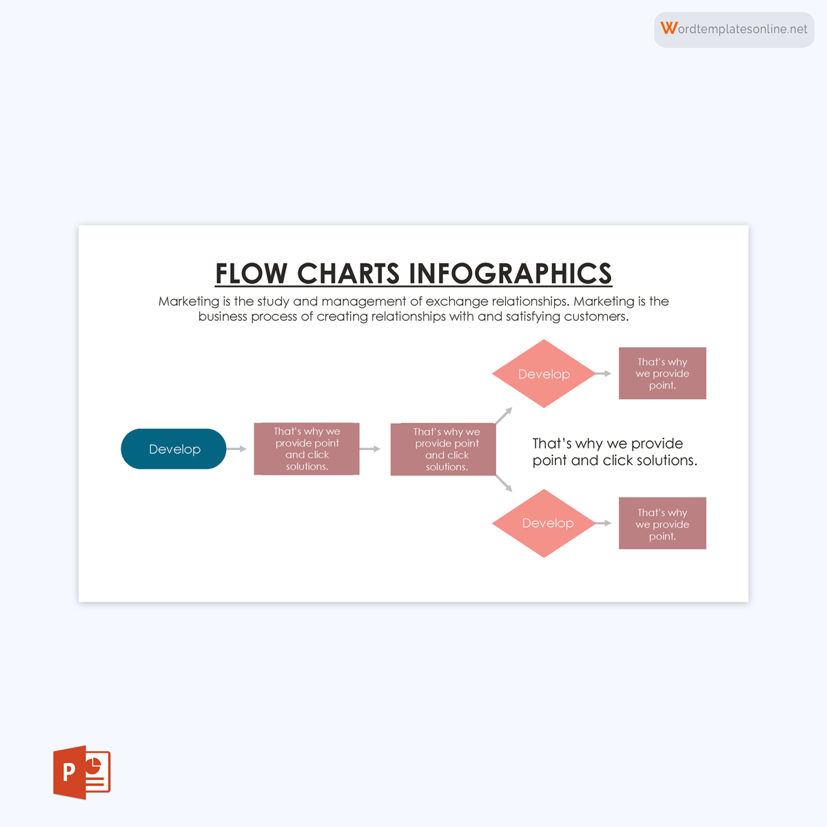 Customizable flowchart template for PowerPoint 10
