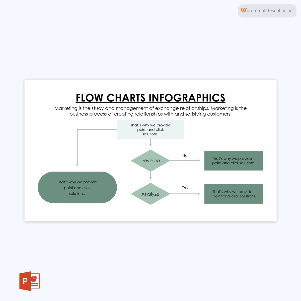 Customizable flowchart template for PowerPoint 13