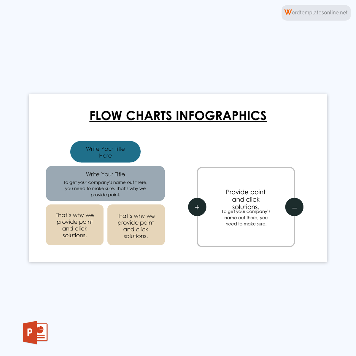 Customizable flowchart template for PowerPoint 16