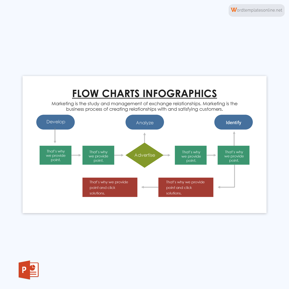 Customizable flowchart template for PowerPoint 19