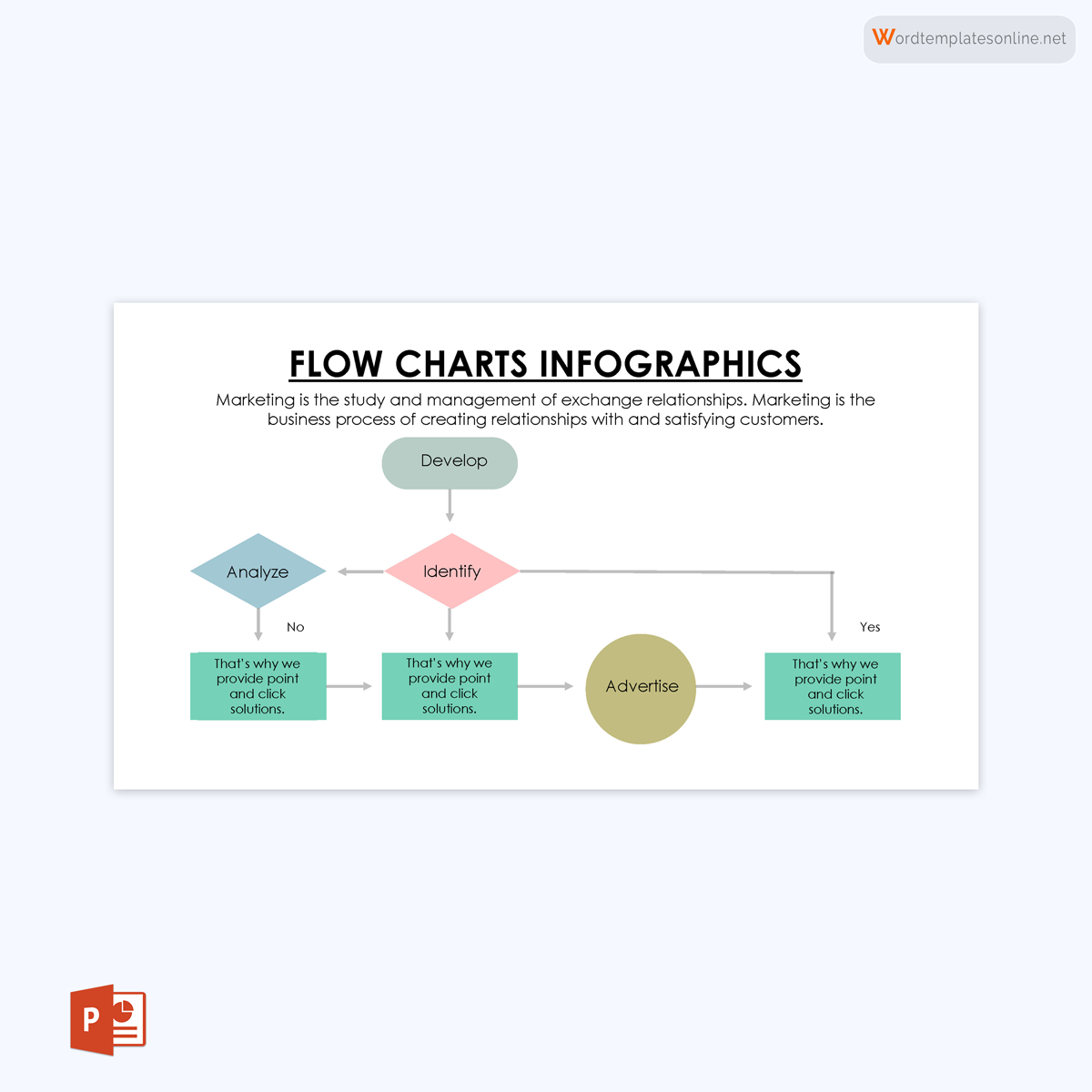 Customizable flowchart template for PowerPoint 20