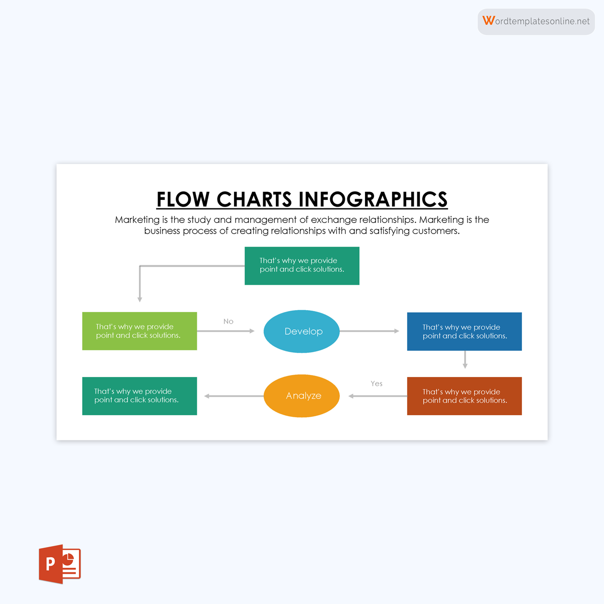 Customizable flowchart template for PowerPoint 21