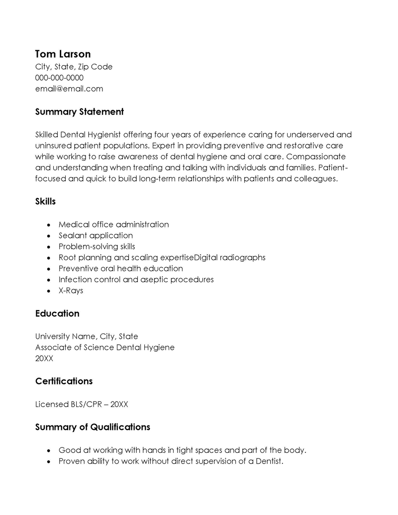 Sample Resume Format Example