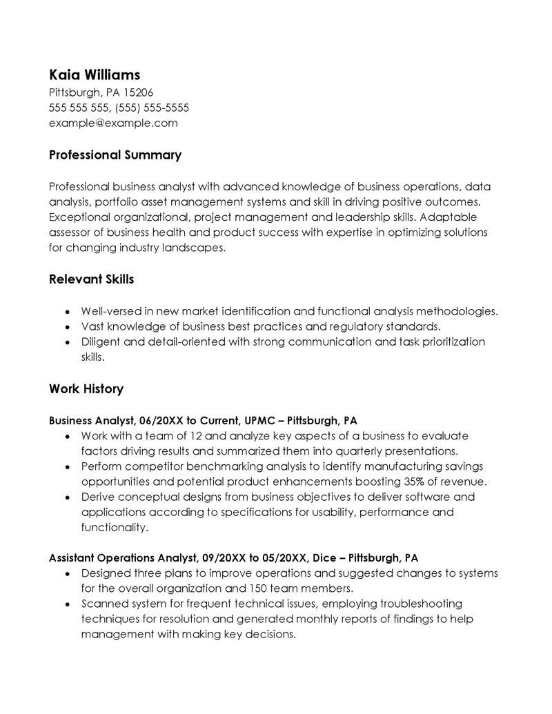 Professional Resume Template Format