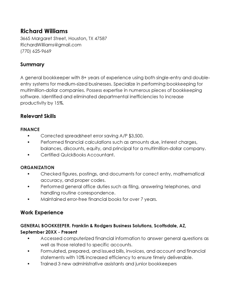 Creative Resume Format Example