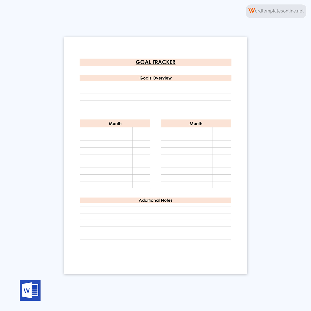 Free Goal Tracking Template 11 for Word File
