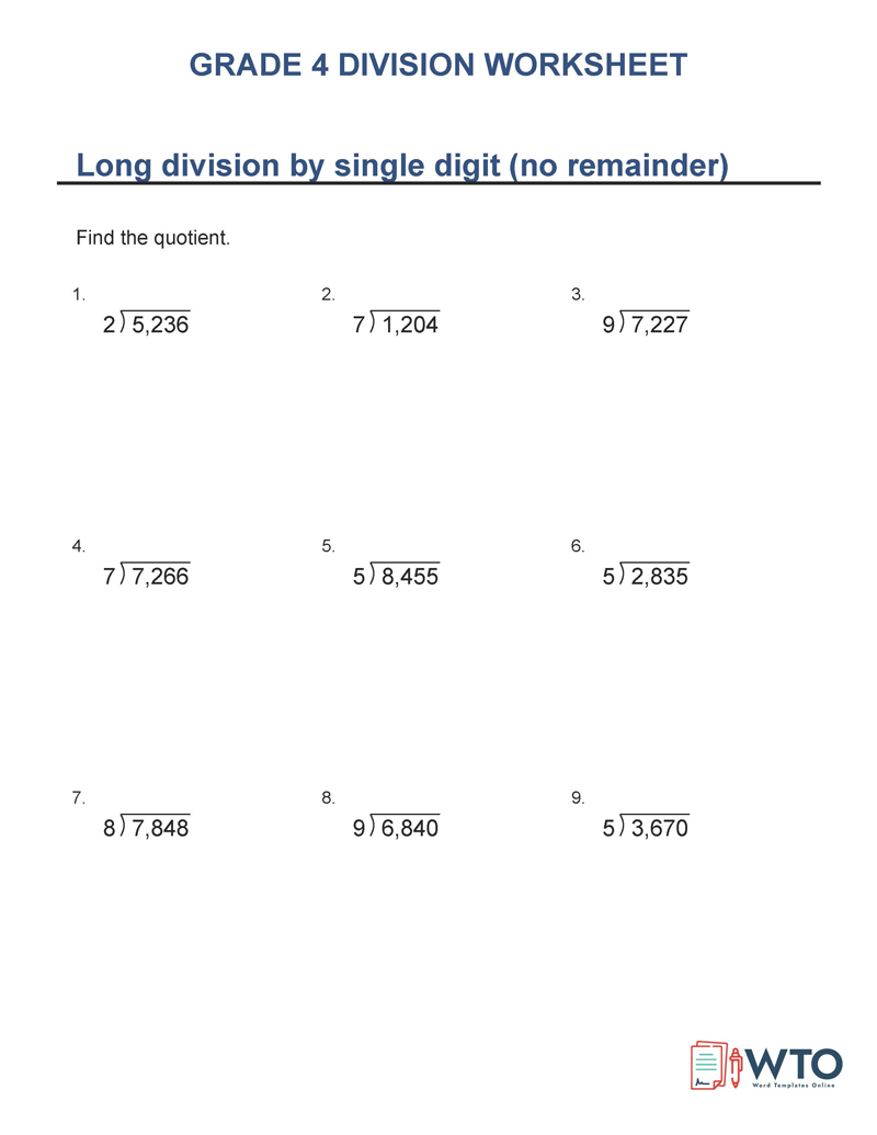 Multiplication and division worksheets Grade 4