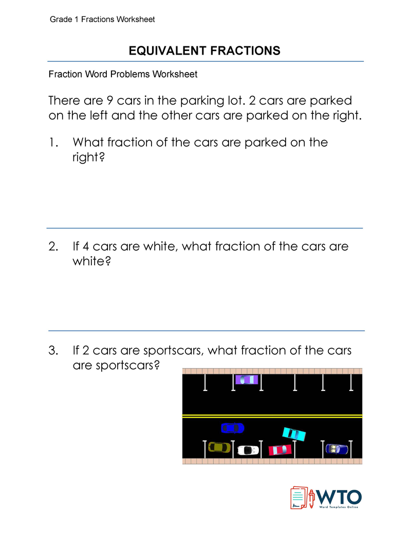 Grade one Fraction Worksheet