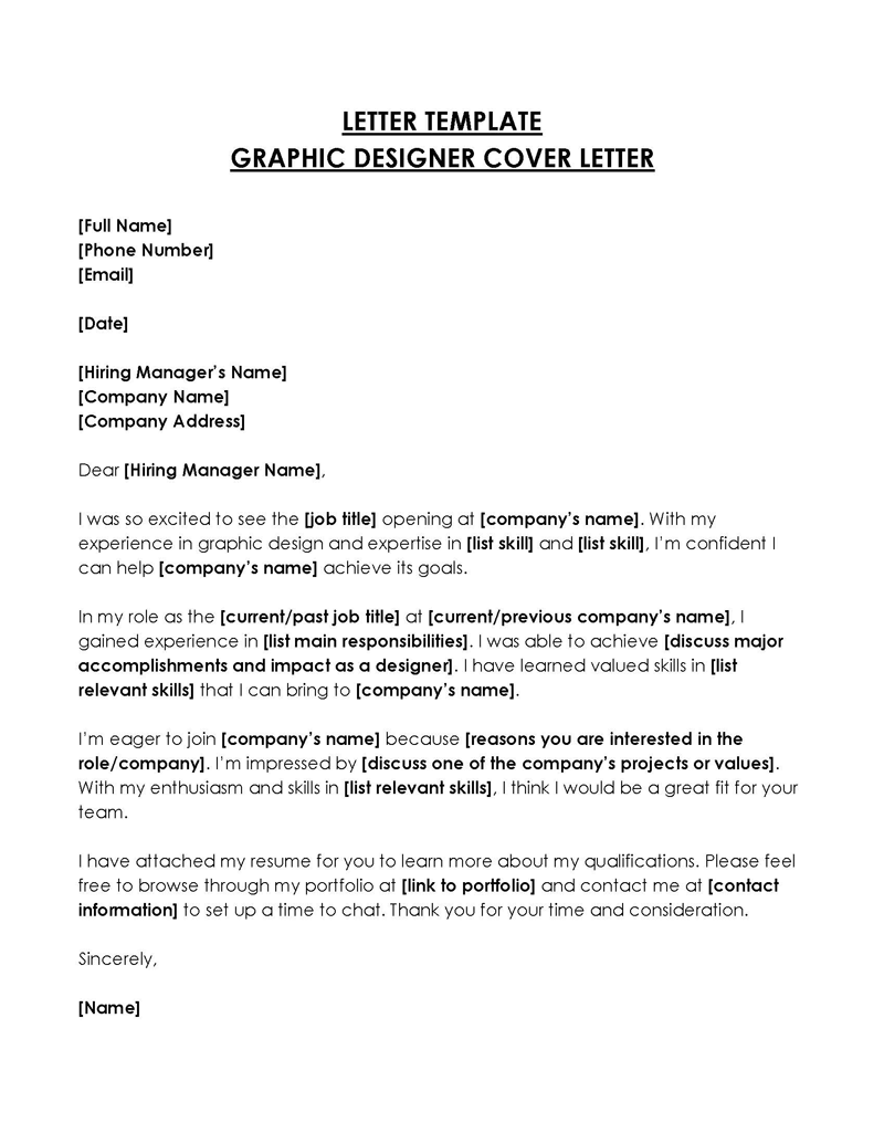 Professional Graphic Designer Cover Letter Example