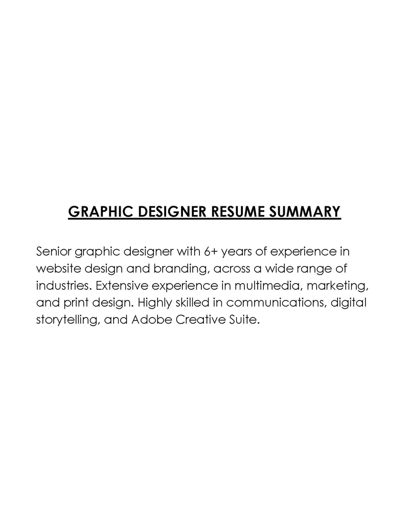 Graphic Designer Summary for Resume