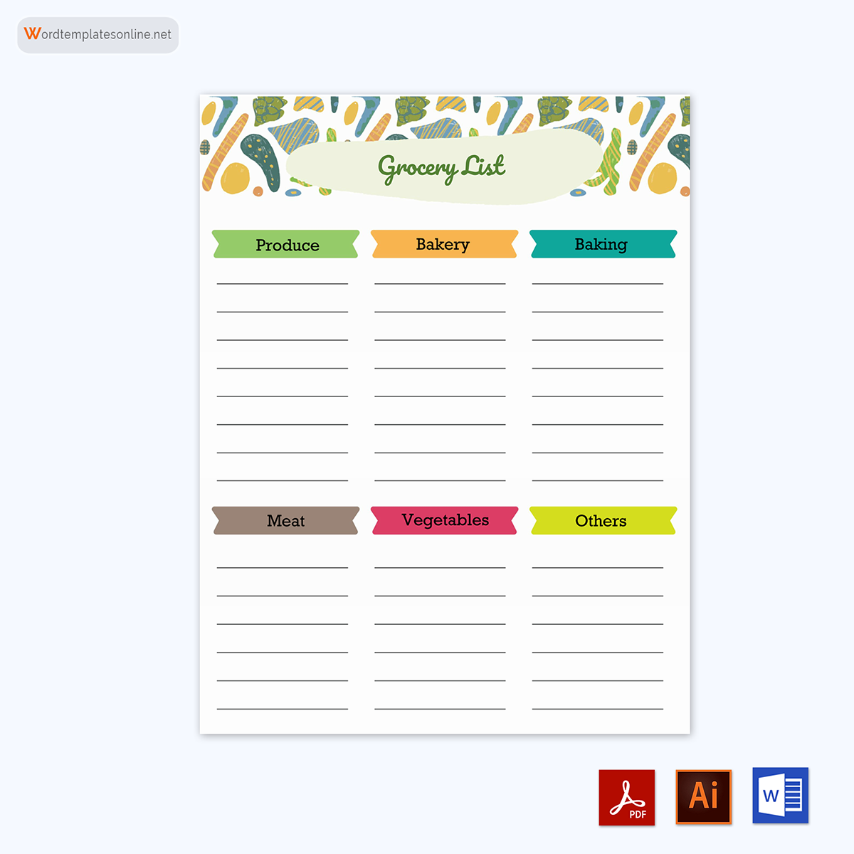 Editable Grocery List Template in Adobe Illustrator, Word and PDF 10