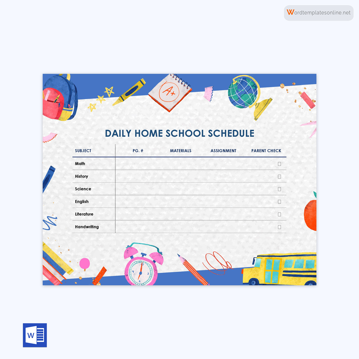 Printable Homeschool Schedule Form