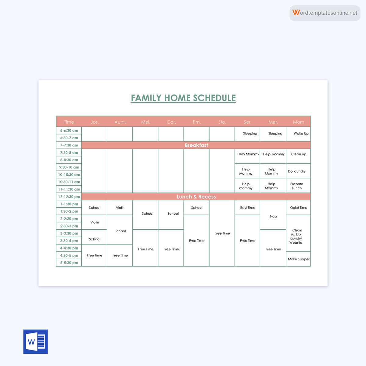 Homeschool Schedule Template with Examples