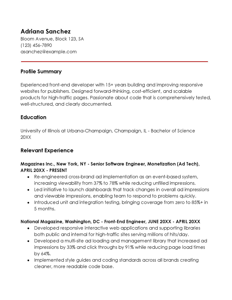 hybrid format resume