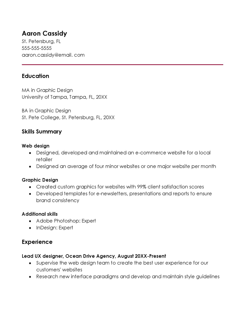 free hybrid resume template