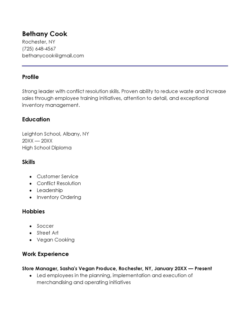 Free Comprehensive Store Manager Resume Sample for Word Format