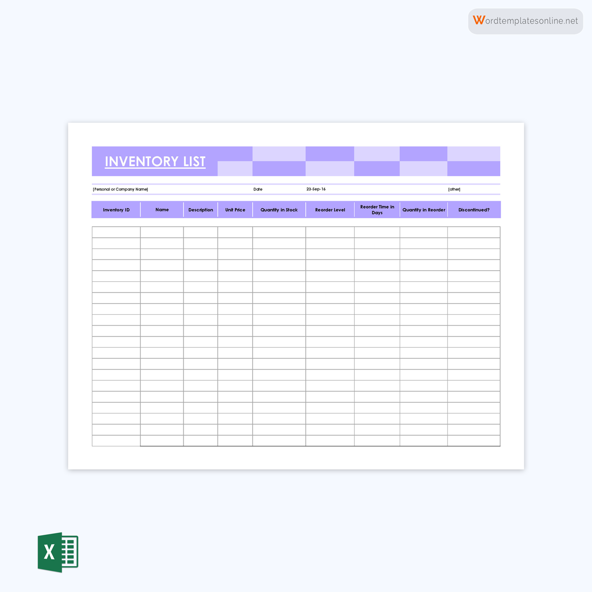 Inventory tracking form template - Excel format