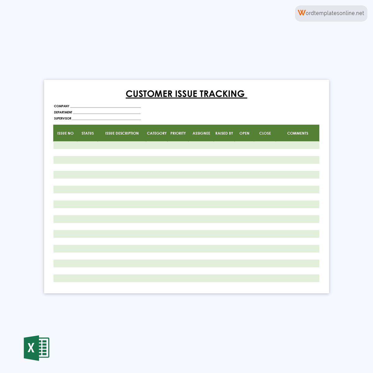 Free Editable Customer Issue Tracker Template 01 in Excel Format