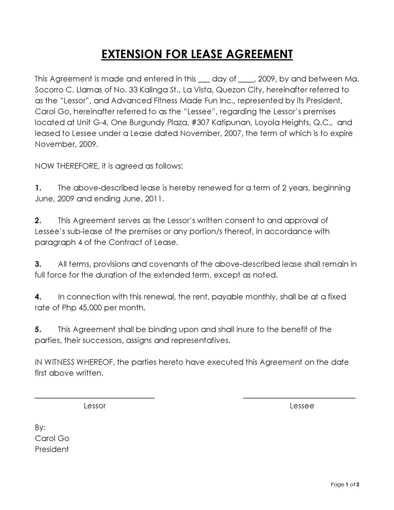 Renewal Agreement Sample in PDF Format