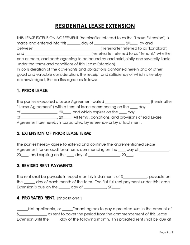 Free Lease Renewal Agreement Template 06 for Word File