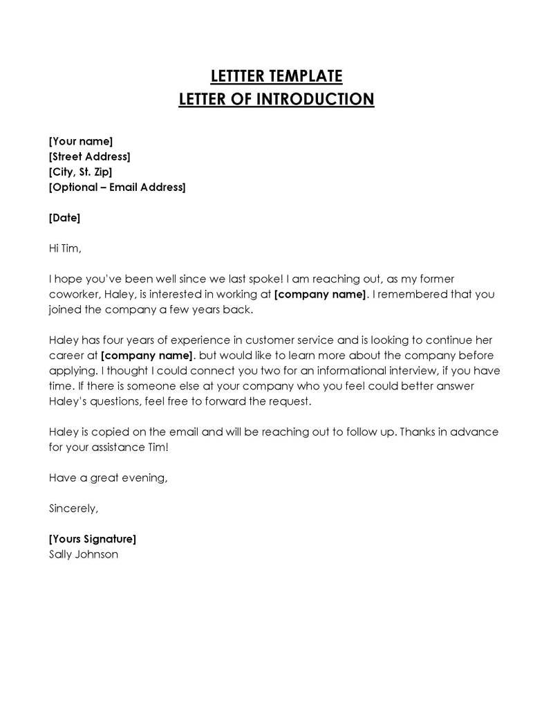  letter of introduction template teacher