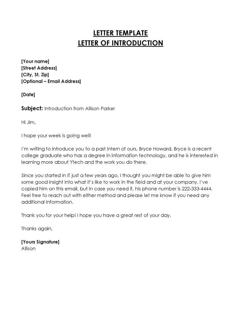  free letter of introduction template