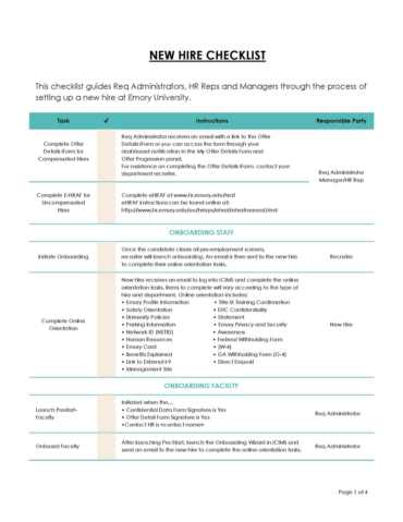 24 Free New Hire Checklist Templates (Word | Excel)