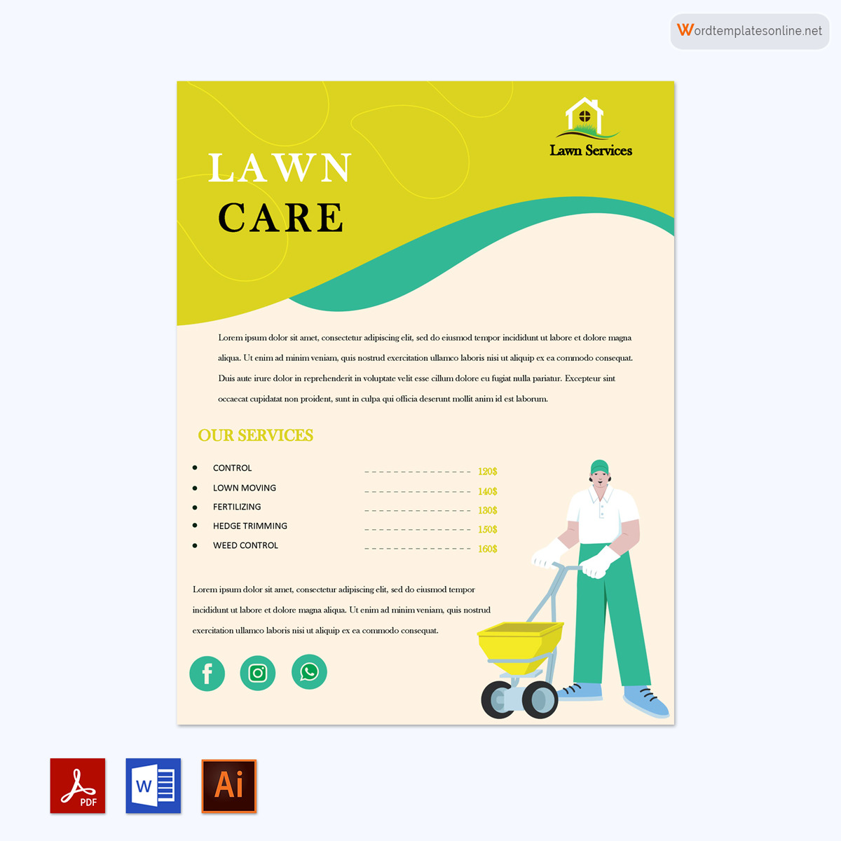 Free Editable Lawn Care Flyer Sample 02 as Word and Adobe Format