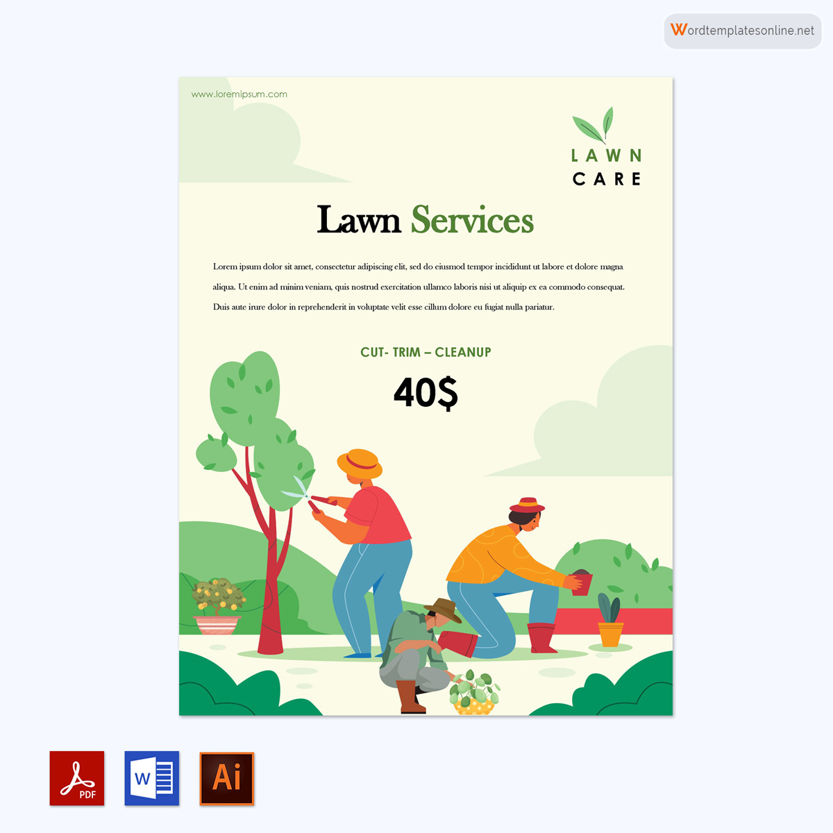 Free Editable Lawn Care Flyer Sample 04 as Word and Adobe Format