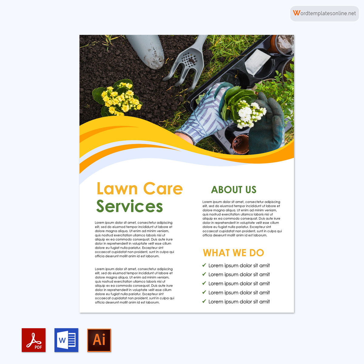 Professional Editable Lawn Care Flyer Sample 05 as Word and Adobe Format