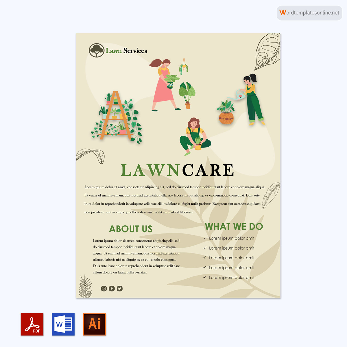 Professional Editable Lawn Care Flyer Sample 06 as Word and Adobe Format