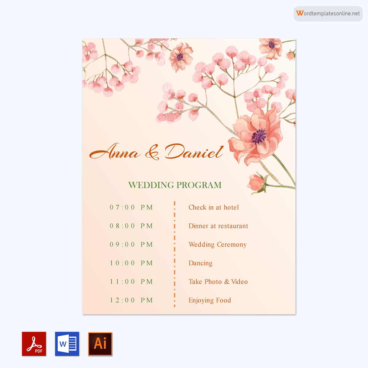 Church wedding program Examples